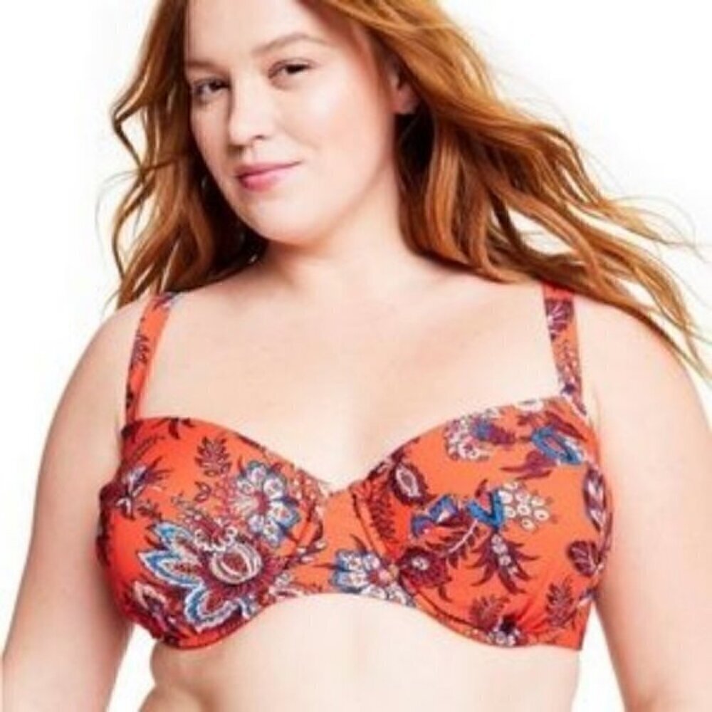 RHODE X Target Large Leafy Floral Print Underwire Bikini Swim Top Plus Size 26